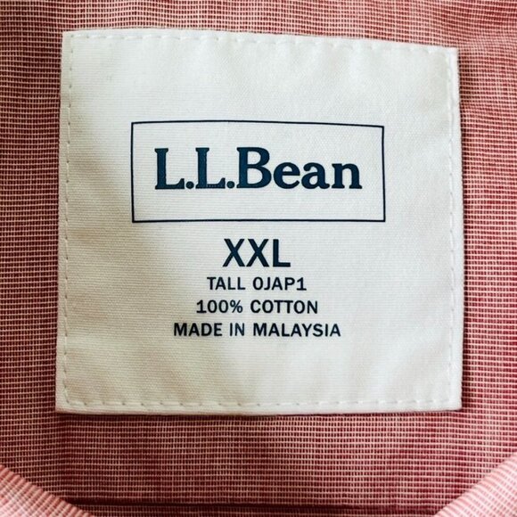 L.L. Bean Mens Button Down Shirt Size XXL Tall Red/Pink 100% Cotton* - Picture 5 of 10